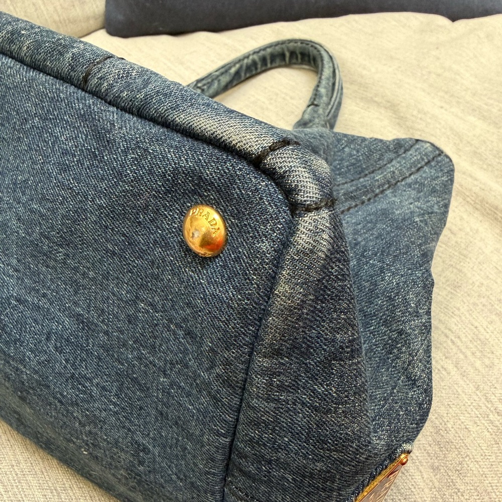 Prada Canapa MM Handbag Denim - Picture 6 of 10